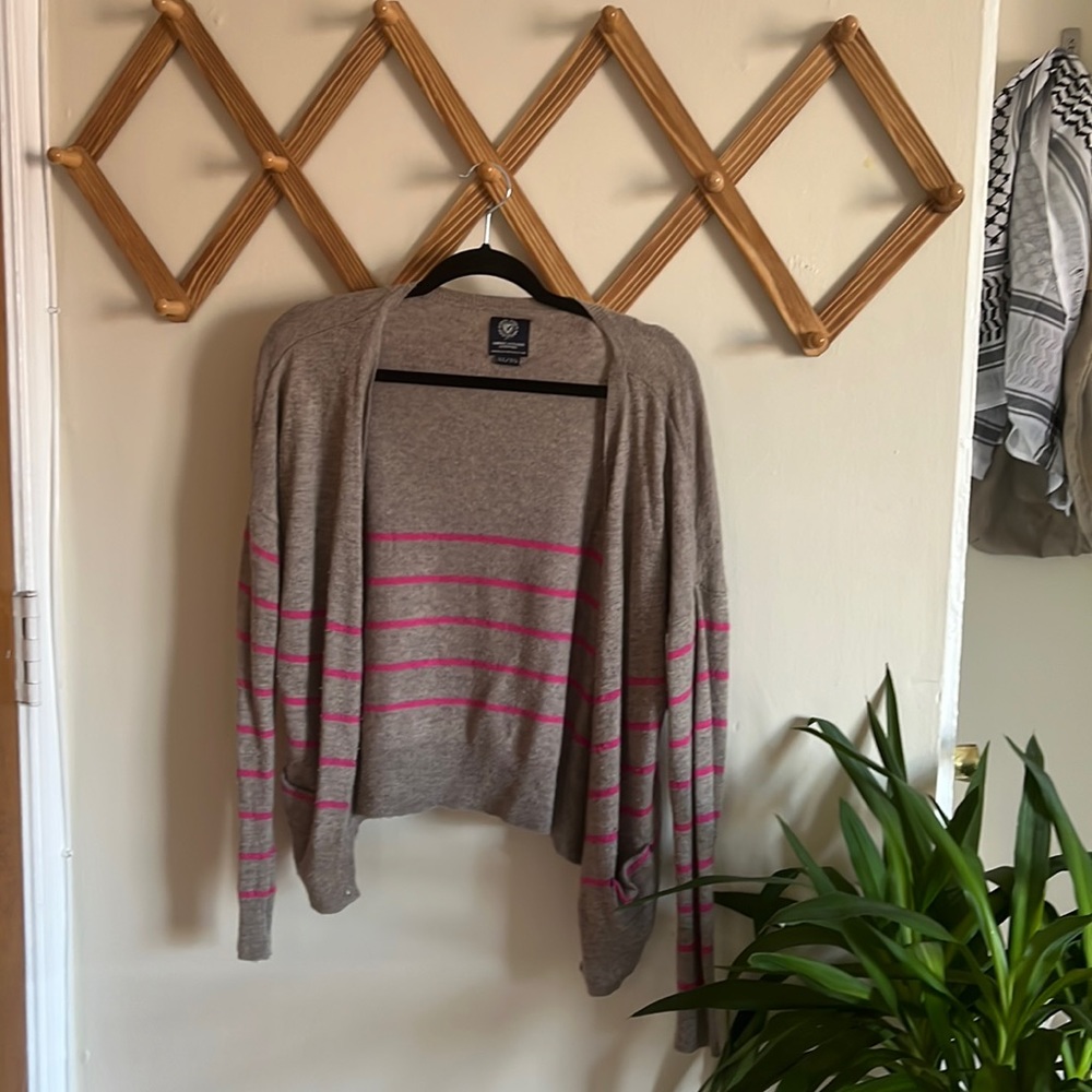 American Eagle pink striped professional/casual cardigan